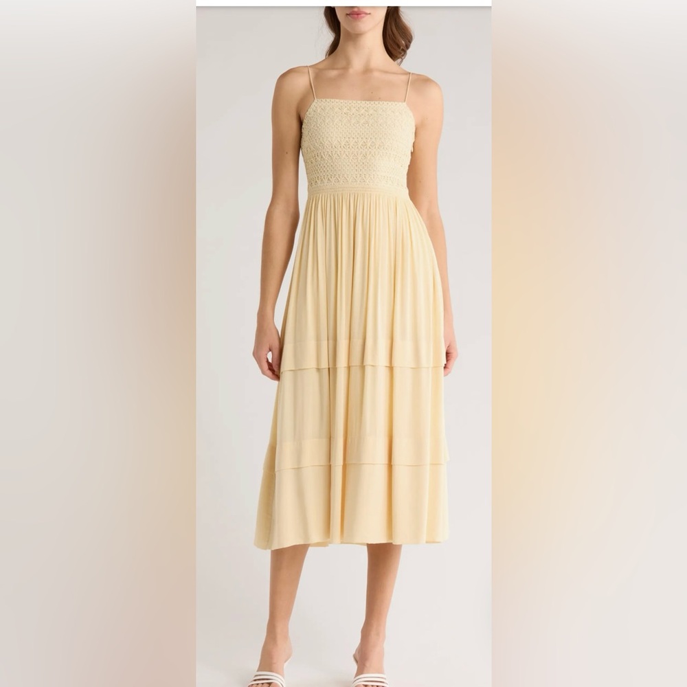 Joie Cream Maxi Dress with Pleated A-Line Style